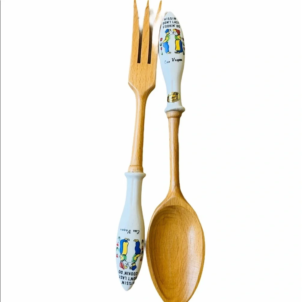 Kissing Don’t Last Cooking Do Porcelain Spoon and Fork Serving Set